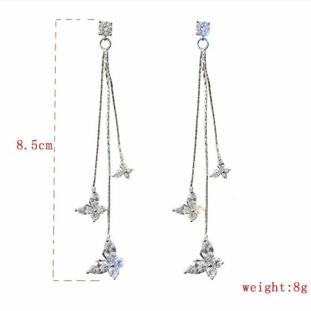 + Elegant Silver Butterfly Dangle Earrings - Picture 7 of 8